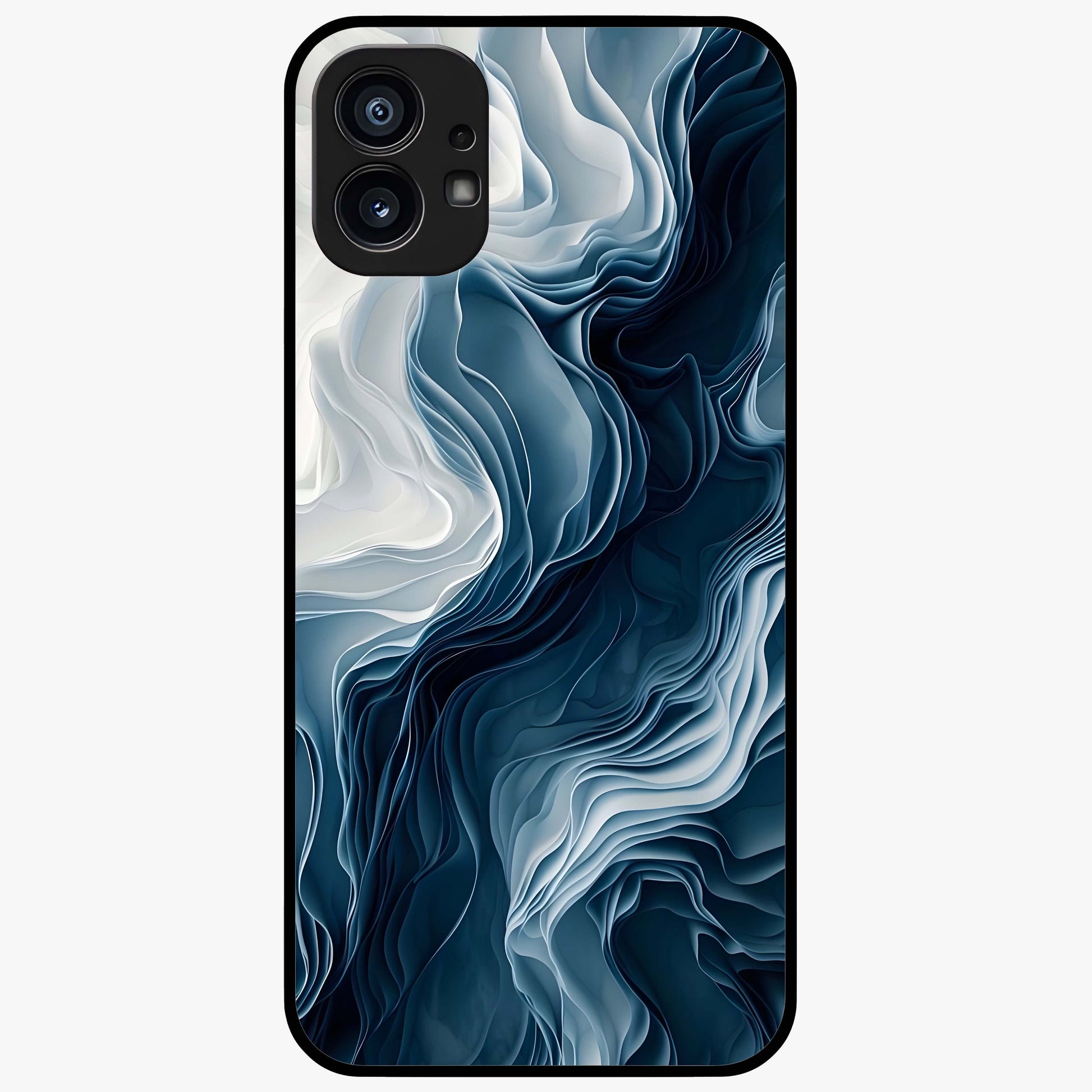 Ethereal Paper Marble Glass Case showing flat back view with soft marble paper texture artwork and glossy glass finish.