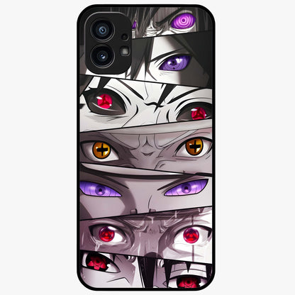 Eyes of Destiny Glass Case showing flat back view with striking eye themed artwork and glossy glass finish.