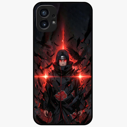 Focused Blade Discipline Glass Case showing flat back view with warrior sword themed artwork and glossy glass finish.