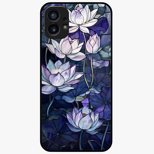 Gloss Petal Rush Glass Case showing flat back view with glossy flower petal artwork and smooth glass finish.