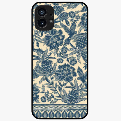 Heirloom Wild Bloom Glass Case showing flat back view with vintage inspired wild flower artwork and glossy glass finish.