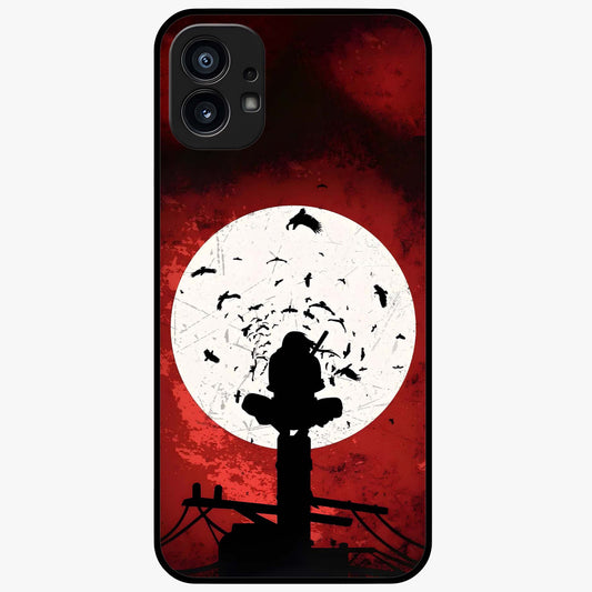 Itachi Limited Edition Naruto Anime Glass Case showing flat back view with iconic anime character artwork and glossy glass finish.