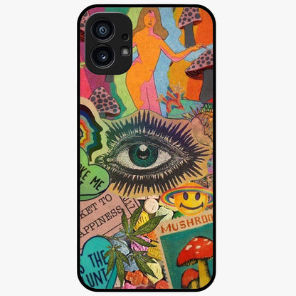 Mystic Eye Wonderland Glass Case showing flat back view with mystical eye themed artwork and glossy glass finish.