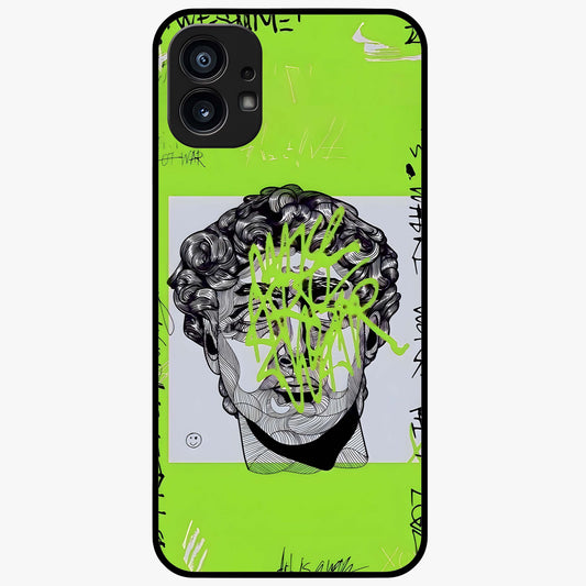 Neo Graffiti Rebellion Glass Case showing flat back view with vibrant graffiti artwork and glossy glass finish.