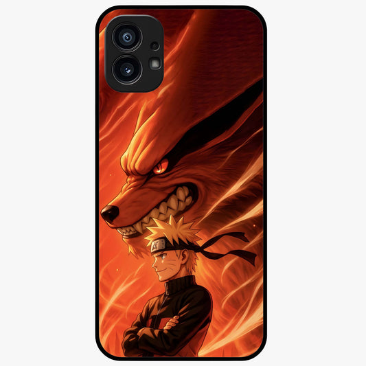 Nine Tails Legacy Glass Case showing flat back view with powerful nine-tailed fox inspired artwork and glossy glass finish.