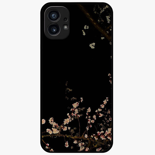Petal Moon Light With Custom Name Glass Case showing flat back view with floral moonlight artwork and personalized name design.