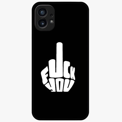 Rebel Mode On Glass Case showing flat back view with bold rebellious typography artwork and glossy glass finish.