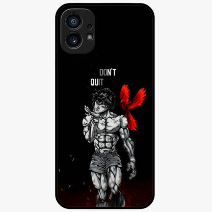 Rise Beyond Limits Glass Case showing flat back view with motivational typography artwork and glossy glass finish.
