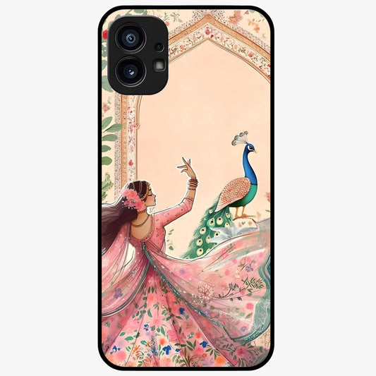 Royal Grace Muse Glass Case showing flat back view with elegant artistic artwork and glossy glass finish.