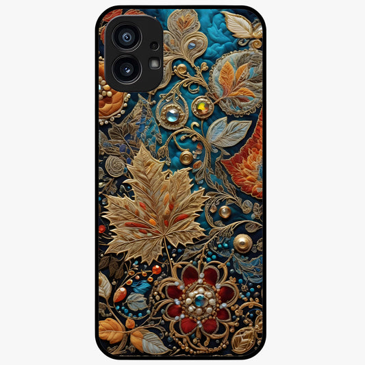 Royal Jewel Garden Glass Case showing flat back view with decorative floral garden artwork and glossy glass finish.