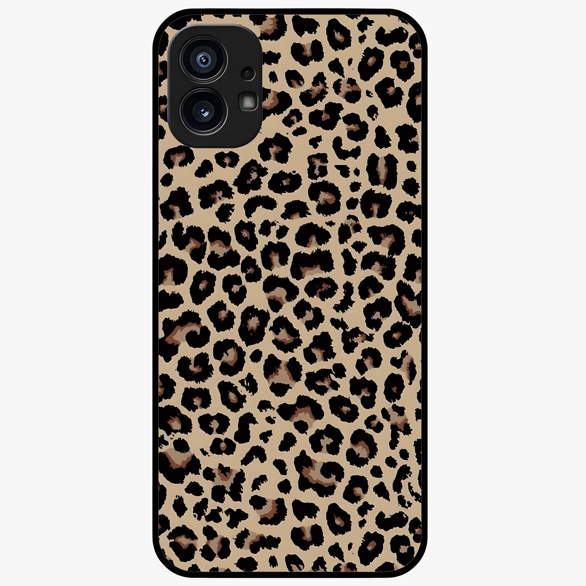 Savage Chic Pattern Glass Case showing flat back view with stylish patterned artwork and glossy glass finish.