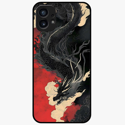 Shadow Dragon Fury Glass Case showing flat back view with fierce dragon artwork and glossy glass finish.