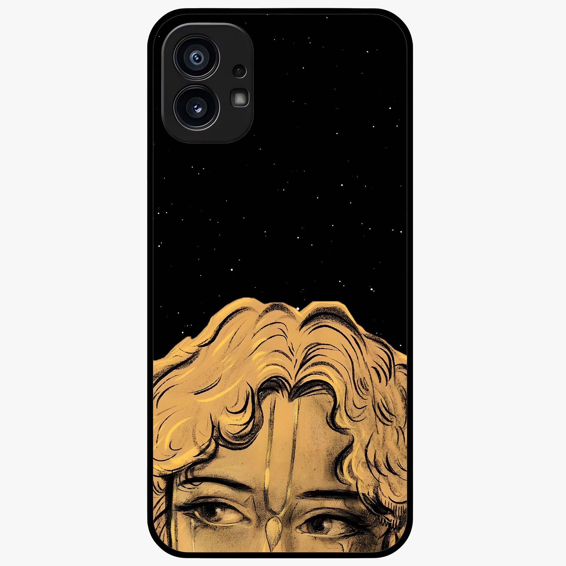 Shri Krishna Art Glass Case showing flat back view with devotional Krishna artwork and glossy glass finish.