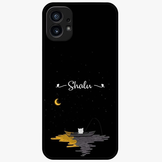 Silent Night Row Glass Case showing flat back view with calm night themed artwork and glossy glass finish.