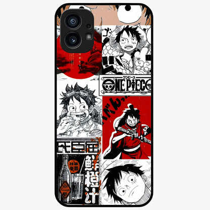 Strawhat Chaos Panels Glass Case showing flat back view with anime inspired chaos panel artwork and glossy glass finish.