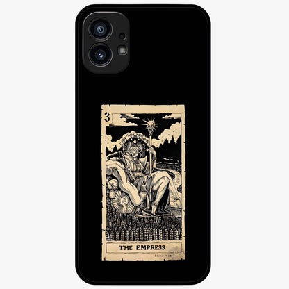 The Empress Glass Case showing flat back view with regal feminine artwork and glossy glass finish.