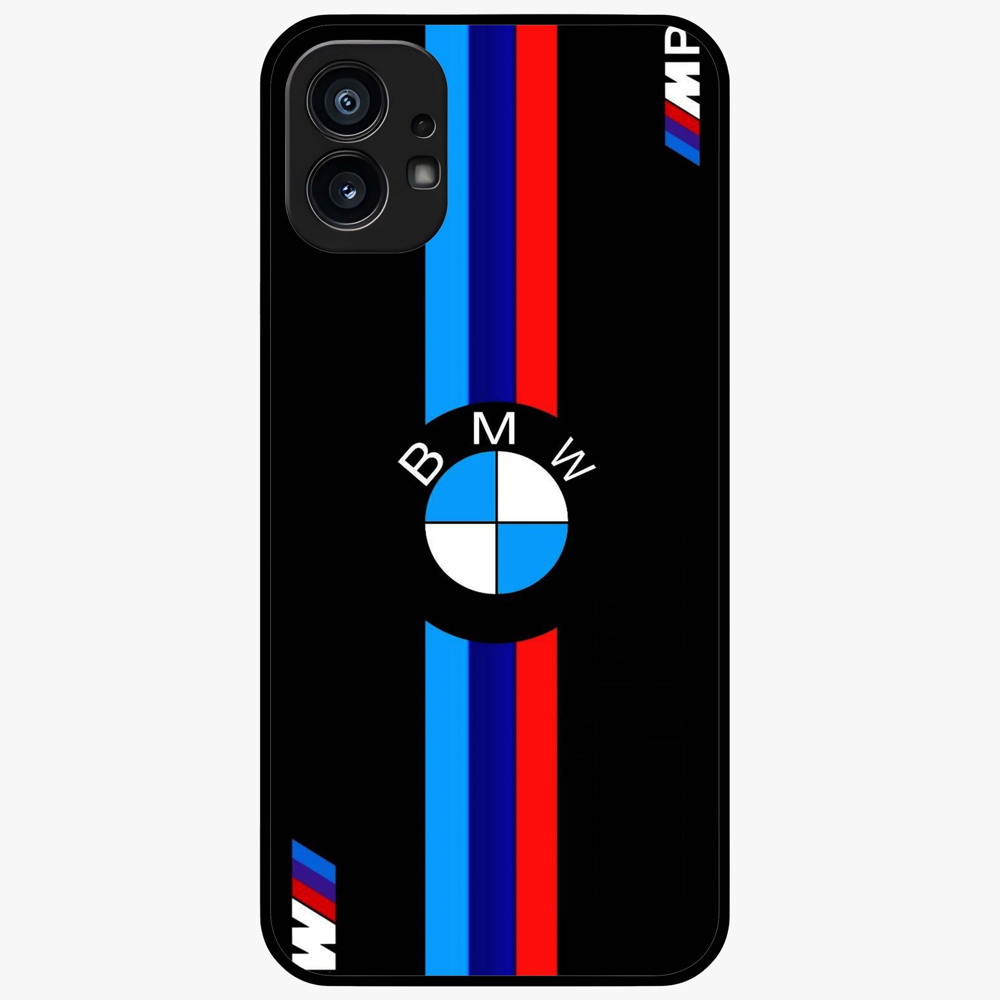 Turbo BMW Beast Glass Case showing flat back view with high performance sports car artwork and glossy glass finish.
