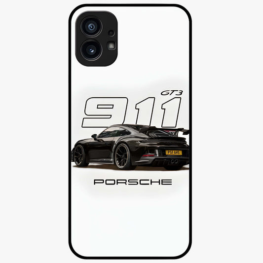 Turbo Legacy Icon Glass Case showing flat back view with iconic sports car inspired artwork and glossy glass finish.