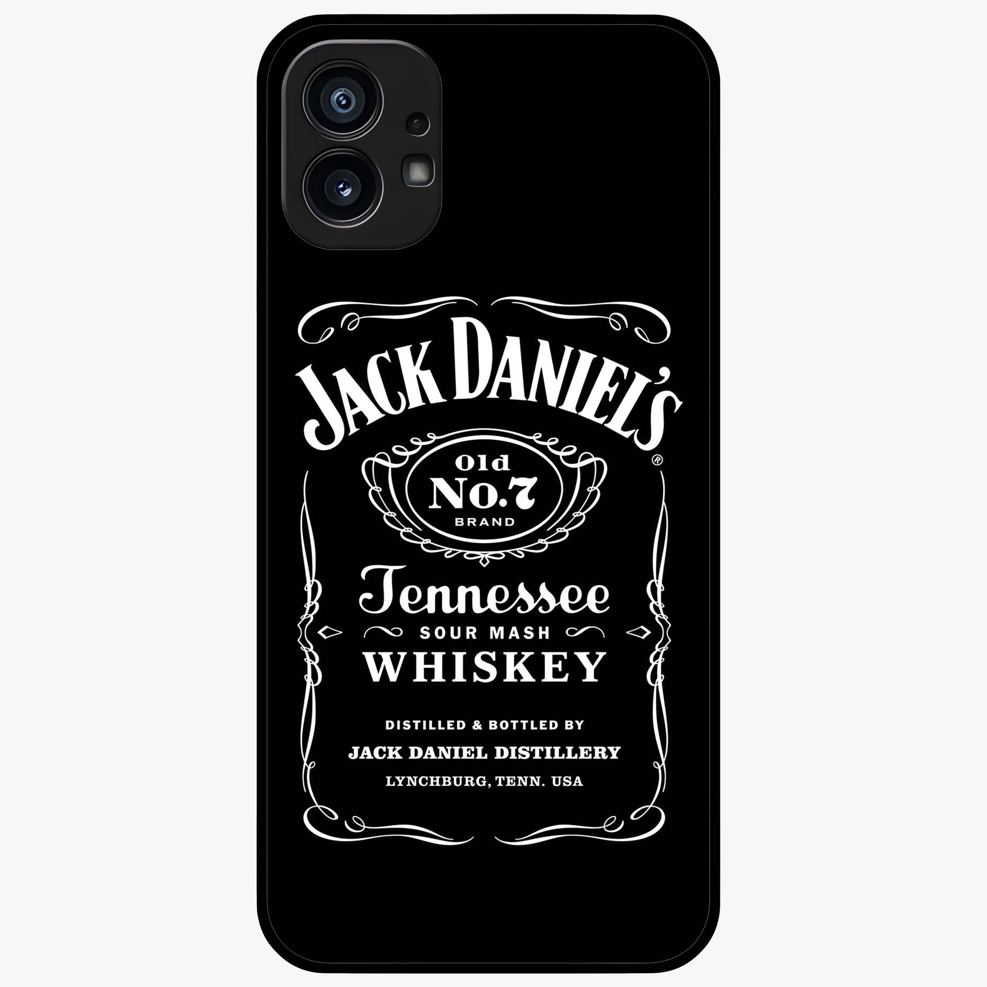 Vintage Whiskey Heritage Glass Case showing flat back view with classic whiskey inspired artwork and glossy glass finish.