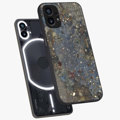 Aesthetic Astrolophia Glass Case displayed in angled mockup highlighting artistic aesthetic elements and smooth glass surface.