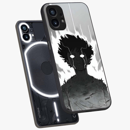 Awakened Inner Rage Glass Case displayed in angled mockup highlighting powerful graphic design and bold artistic theme.