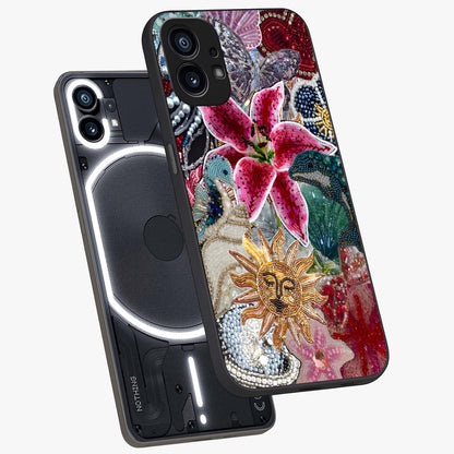 Beaded Garden Fantasy Glass Case displayed in angled mockup highlighting fantasy inspired floral bead pattern.