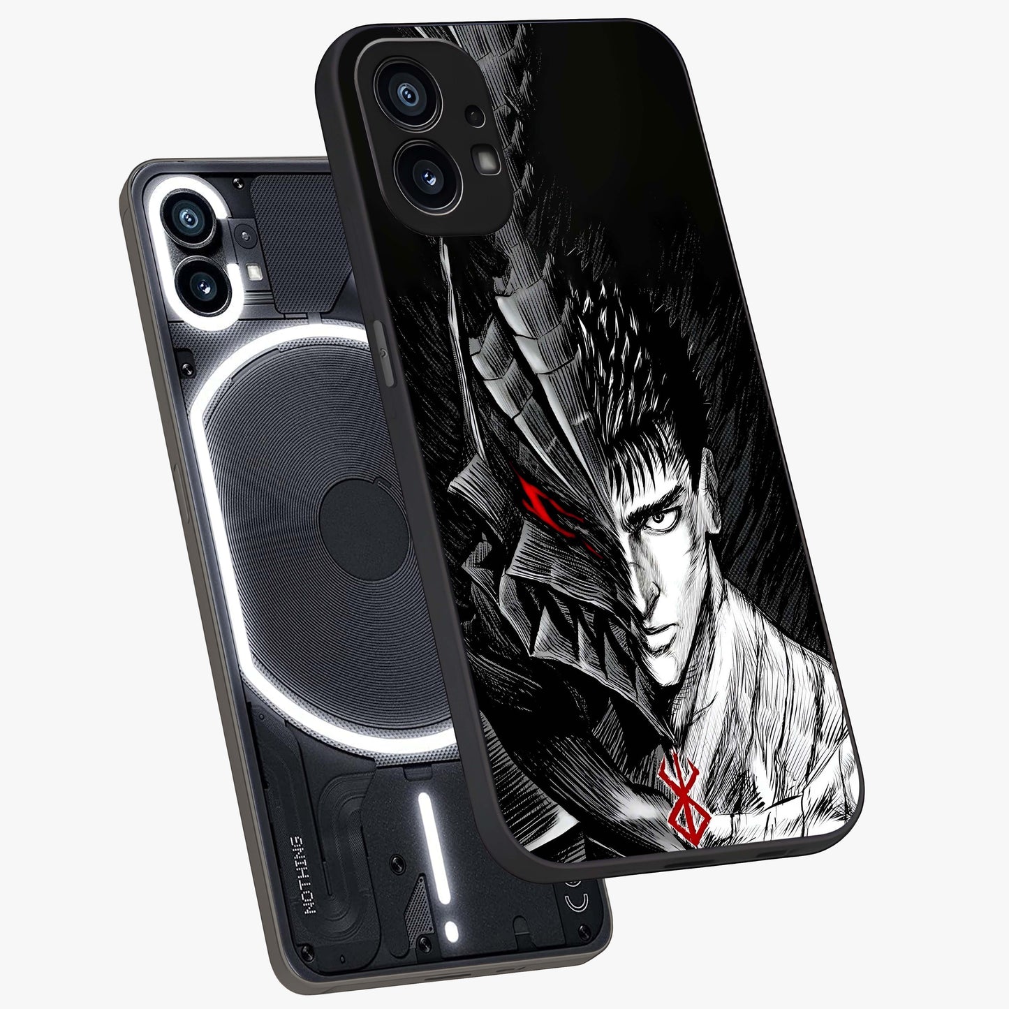 Berserker Blood Oath Glass Case displayed in angled mockup highlighting dark fantasy graphic design and powerful theme.
