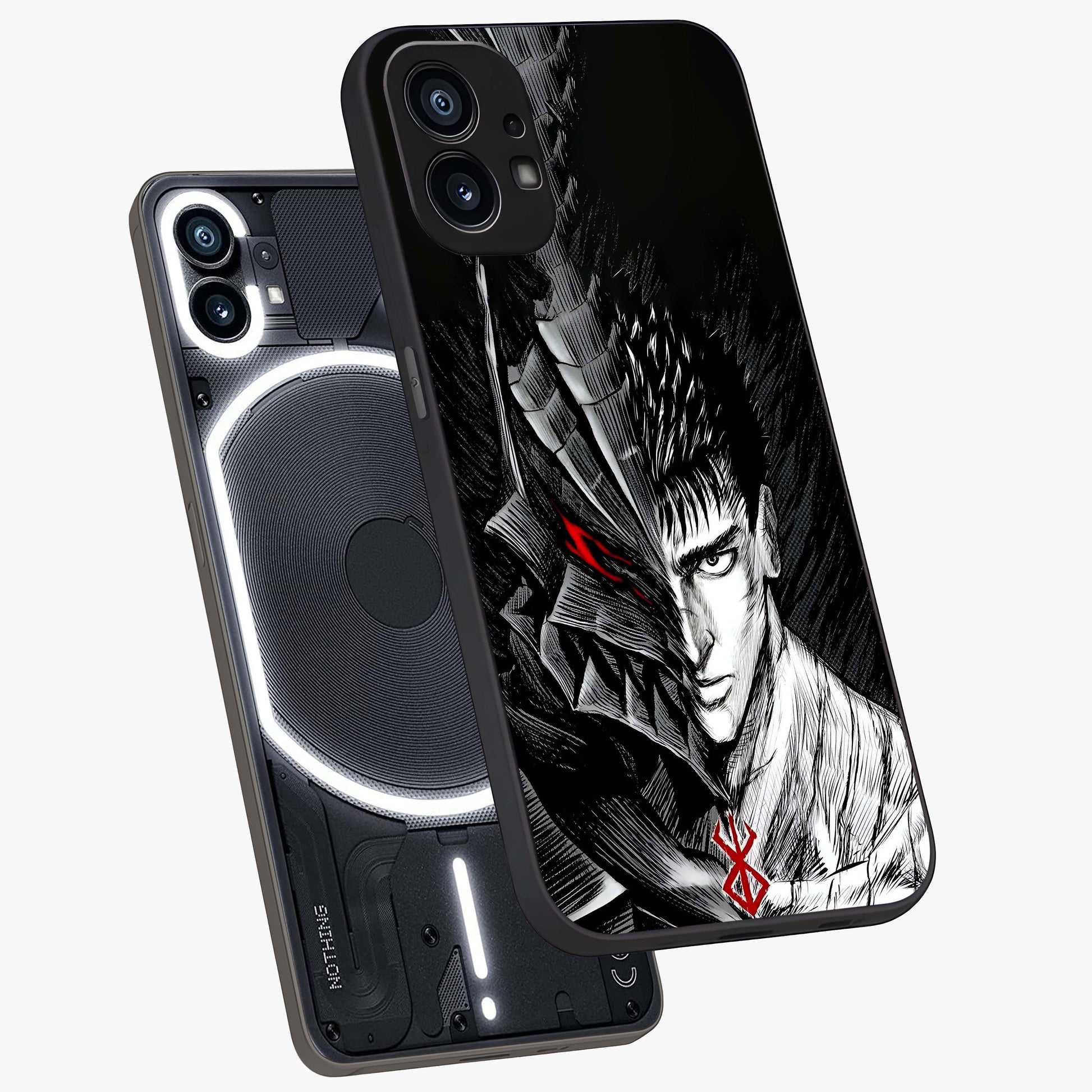 Berserker Blood Oath Glass Case displayed in angled mockup highlighting dark fantasy graphic design and powerful theme.