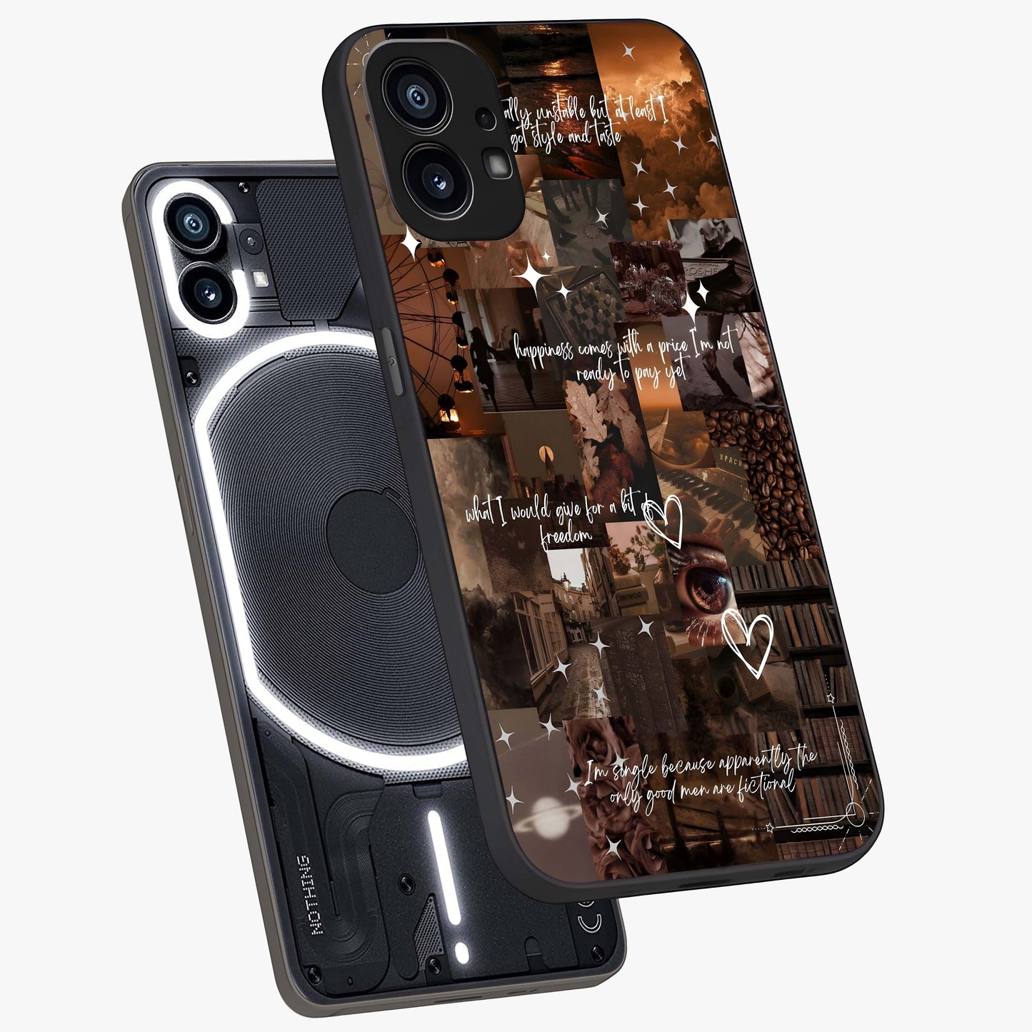 Bittersweet Aesthetic Chaos Glass Case displayed in angled mockup highlighting expressive abstract artwork and edgy aesthetic theme.