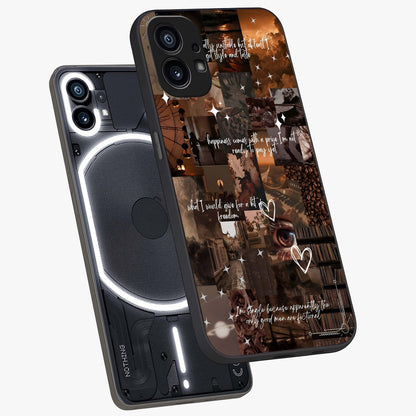 Bittersweet Aesthetic Chaos Glass Case displayed in angled mockup highlighting expressive abstract artwork and edgy aesthetic theme.