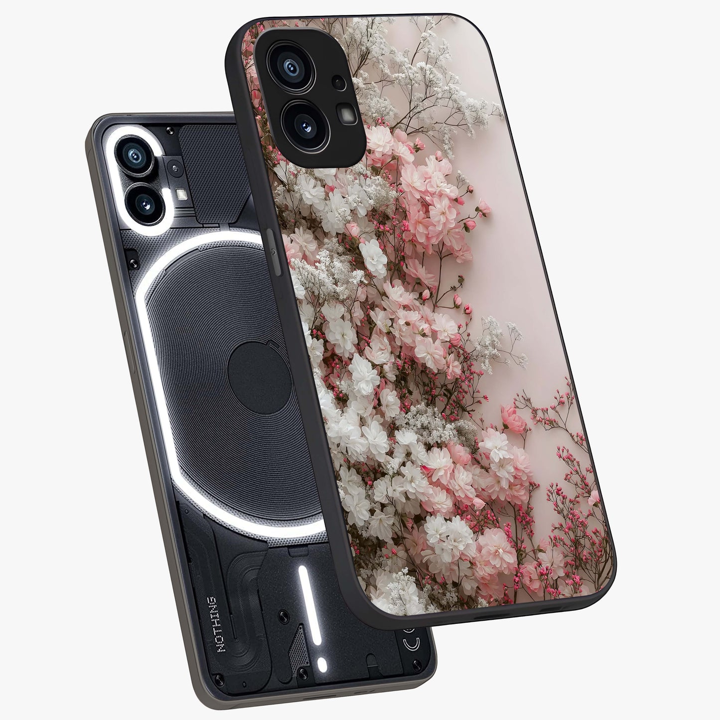Blush Blossom Cloud Glass Case displayed in angled mockup highlighting soft cloud and blossom design with pastel aesthetic.