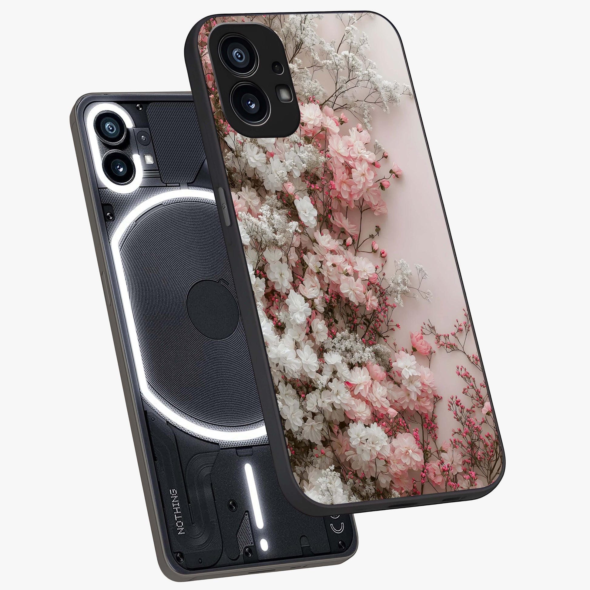 Blush Blossom Cloud Glass Case displayed in angled mockup highlighting soft cloud and blossom design with pastel aesthetic.