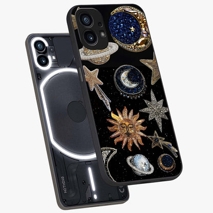 Celestial Gem Constellations Glass Case displayed in angled mockup highlighting gemstone inspired constellation design.
