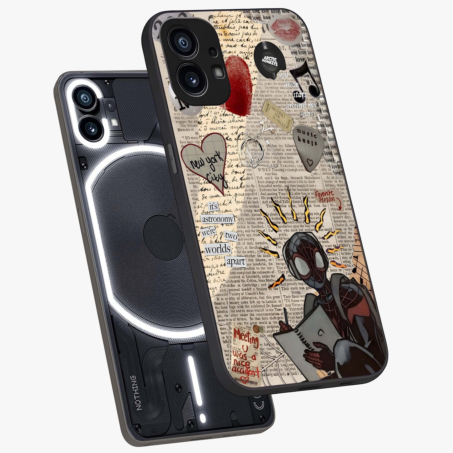 City Dream Sketch Glass Case displayed in angled mockup highlighting minimal city illustration with aesthetic sketch style.