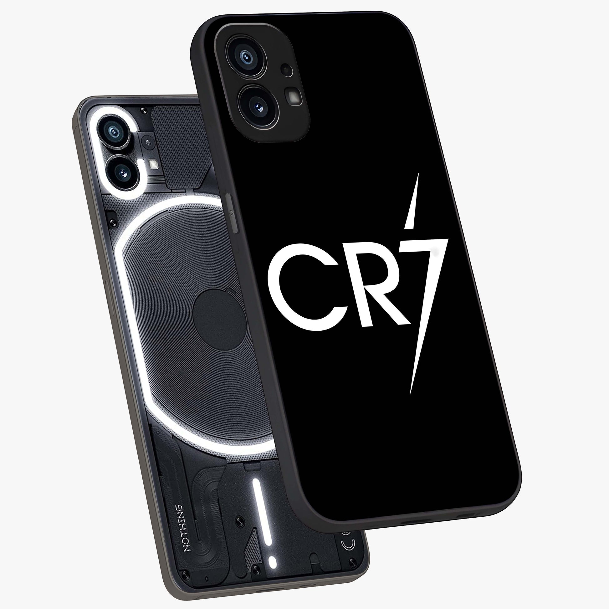Cr7 Elite Strike Glass Case displayed in angled mockup highlighting powerful sports graphic with bold athletic theme.