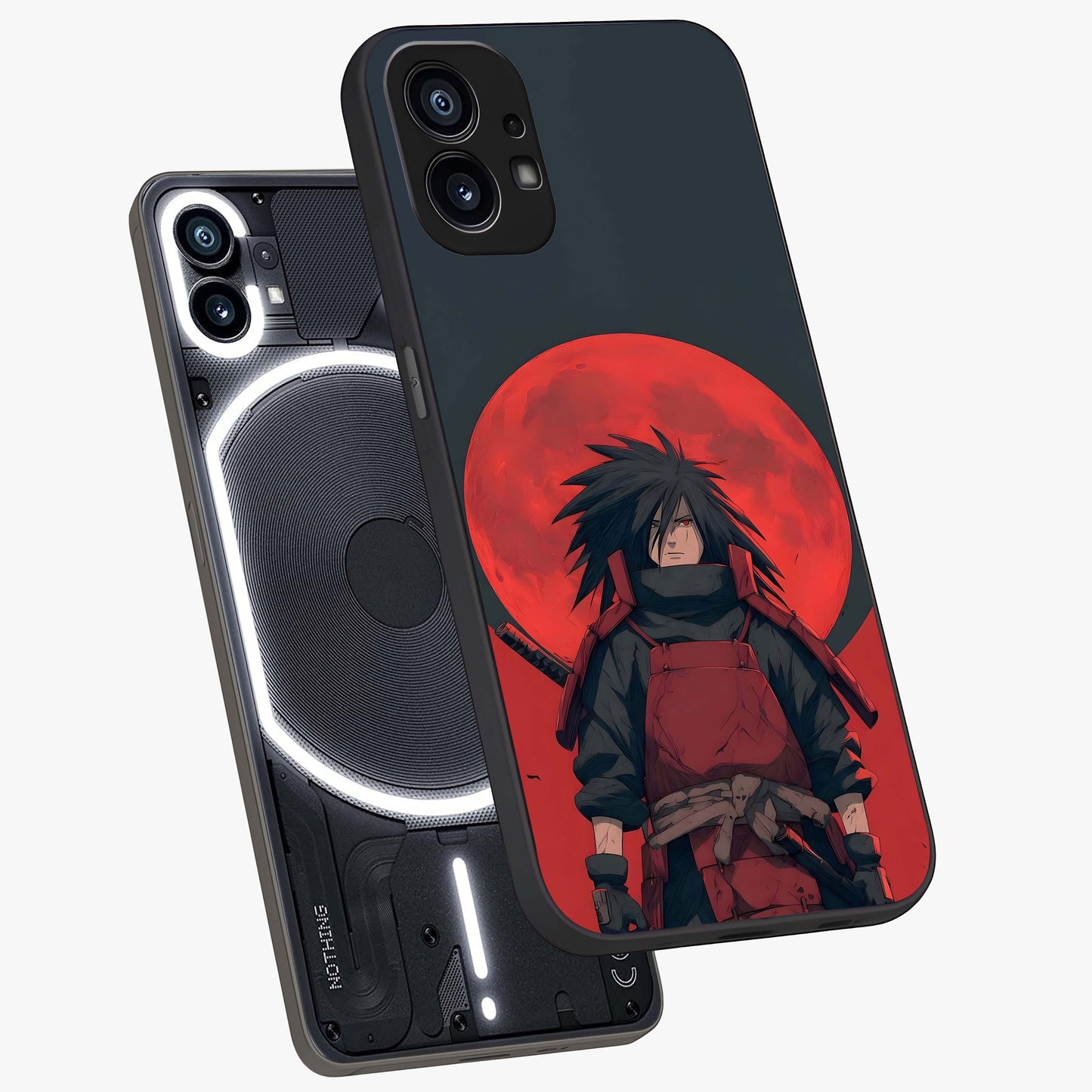 Crimson Moon Warlord Glass Case displayed in angled mockup highlighting dramatic crimson moon design with fantasy aesthetic.