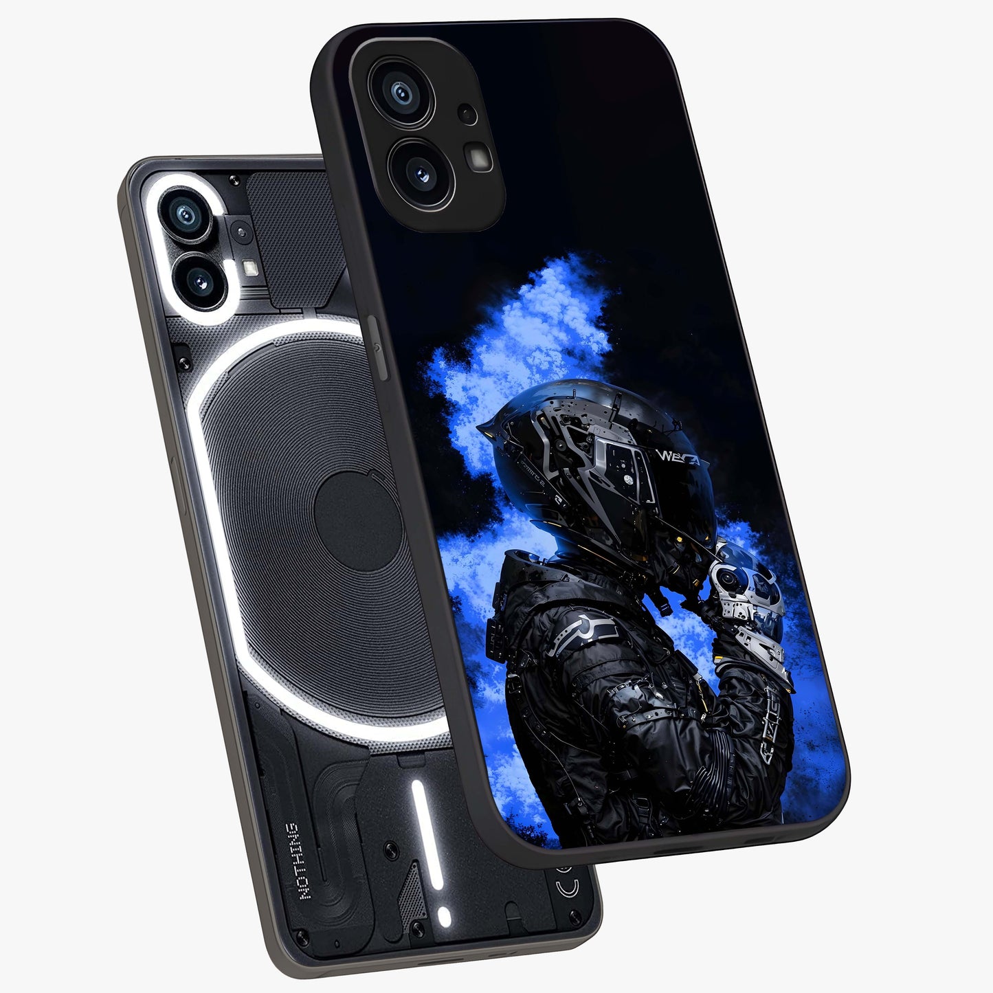 Cyber Sentinel Protocol Glass Case displayed in angled mockup highlighting digital cyber design with sci-fi aesthetic style.