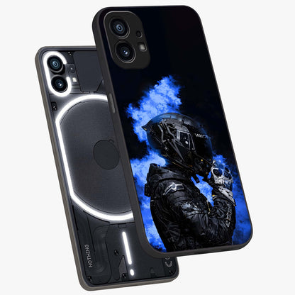 Cyber Sentinel Protocol Glass Case displayed in angled mockup highlighting digital cyber design with sci-fi aesthetic style.