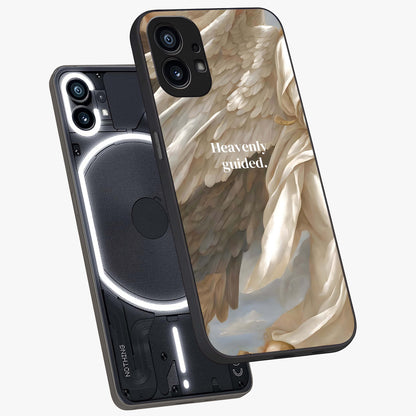 Divine Winged Grace Glass Case displayed in angled mockup highlighting graceful wing design with divine aesthetic style.