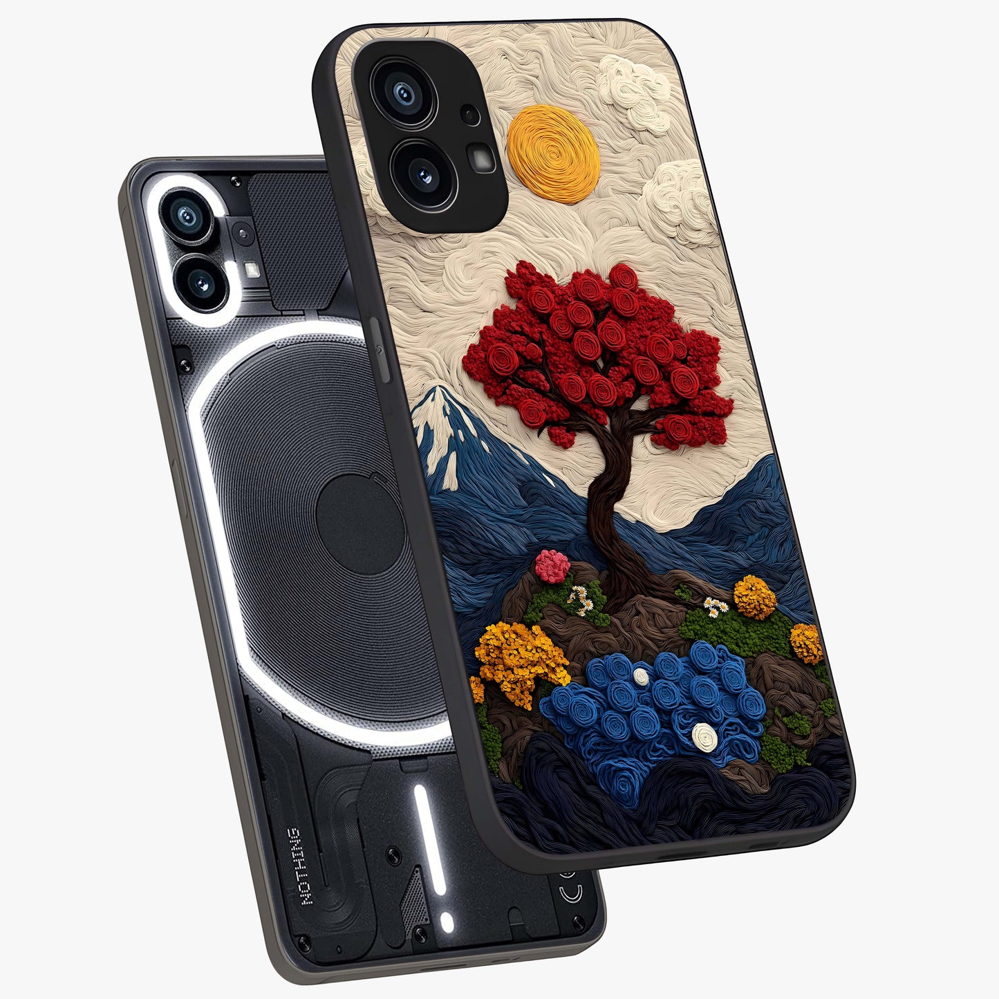 Eternal Nature Tapestry Glass Case displayed in angled mockup highlighting detailed botanical pattern with artistic aesthetic.