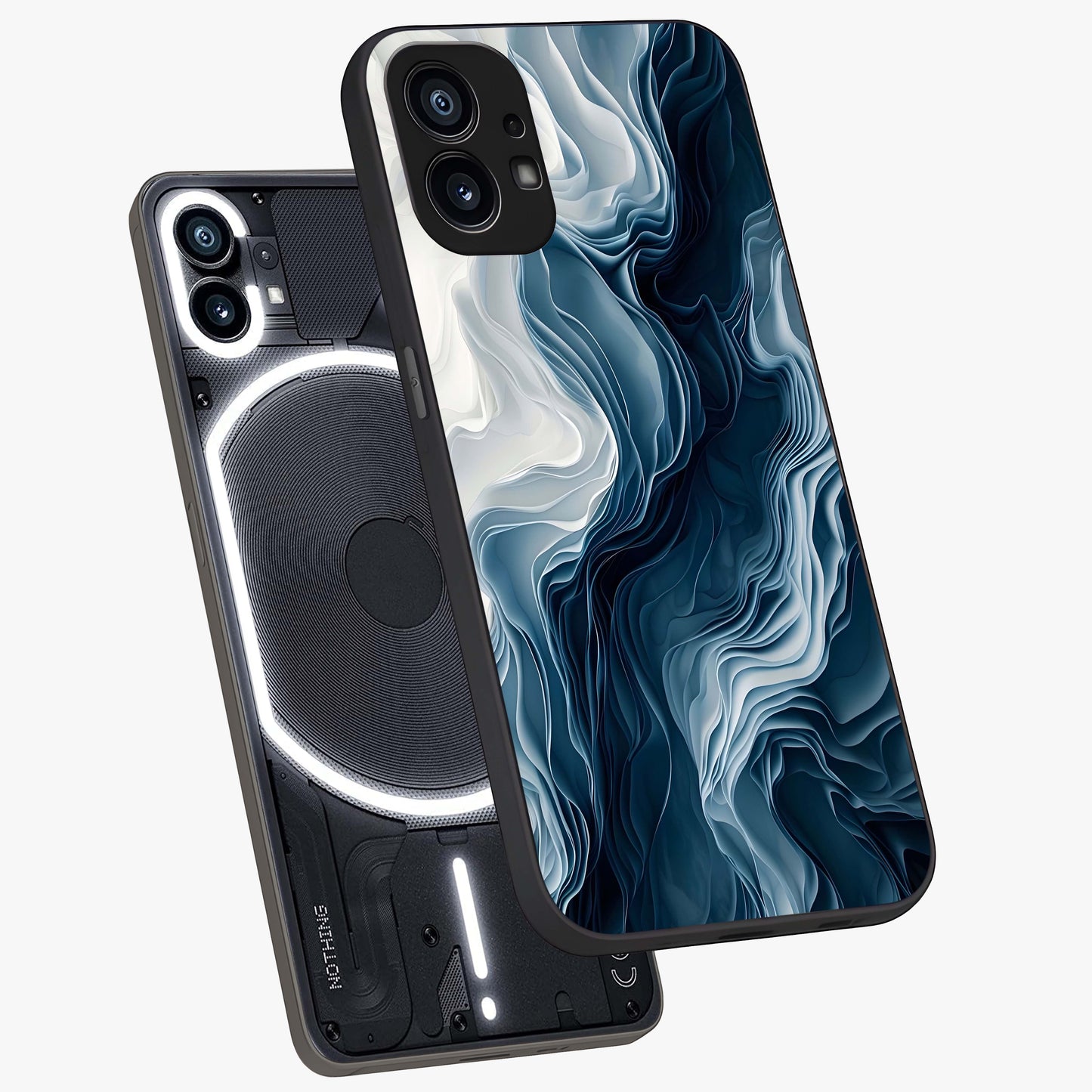 Ethereal Paper Marble Glass Case displayed in angled mockup highlighting elegant marble pattern with modern aesthetic style.