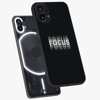 Focus Mode On Glass Case displayed in angled mockup highlighting clean minimal text artwork with modern aesthetic style.