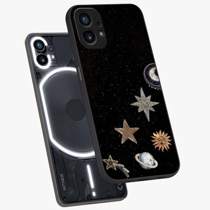 Galactic Charm Glow Glass Case displayed in angled mockup highlighting luminous galaxy inspired design with dreamy aesthetic.