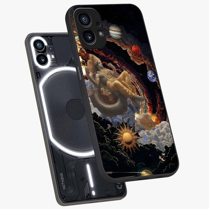 Galactic Divine God Glass Case displayed in angled mockup highlighting powerful celestial deity illustration with galactic aesthetic.