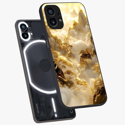 Gates Of Illumination Glass Case displayed in angled mockup highlighting radiant portal inspired design with fantasy aesthetic.