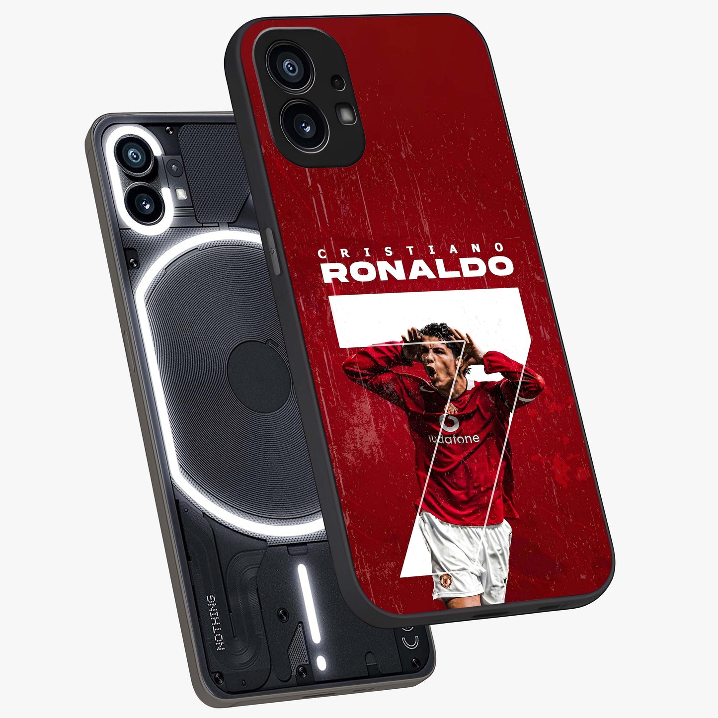 Goal Celebration Legacy Glass Case displayed in angled mockup highlighting energetic sports celebration design with bold athletic theme.