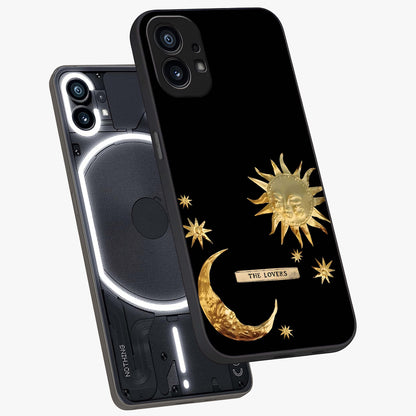 Gold Sun Blush Glass Case displayed in angled mockup highlighting radiant sun design with warm golden aesthetic.