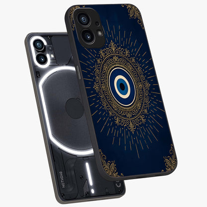 Golden Celestial Charm Glass Case displayed in angled mockup highlighting sparkling cosmic charm design with celestial aesthetic.