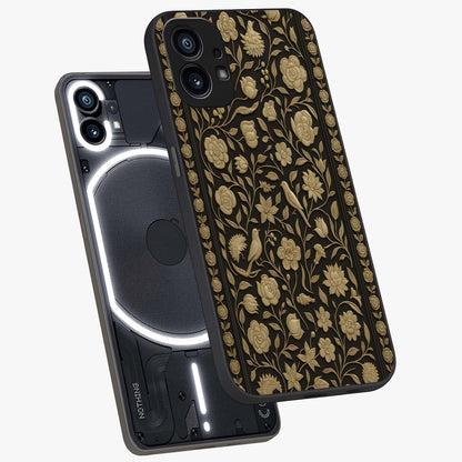 Golden Evil Eye Mandala Glass Case displayed in angled mockup highlighting protective evil eye symbol with golden mandala design.