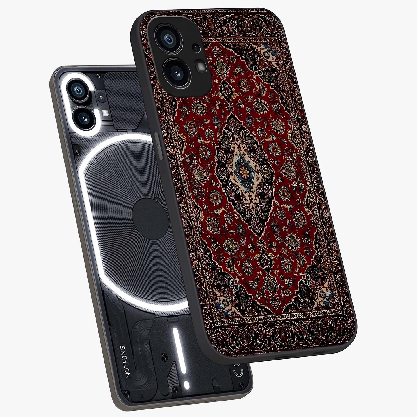 Heritage Carpet Royale Glass Case displayed in angled mockup highlighting intricate royal carpet design with heritage aesthetic.